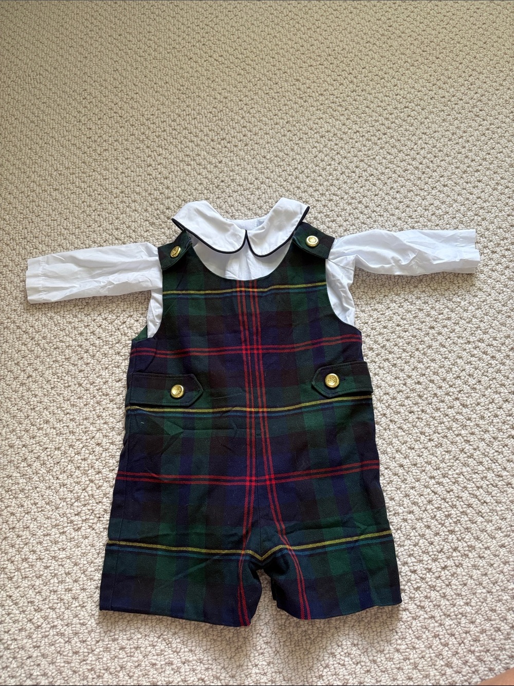Beaufort Bonnet Company Tartan Jon Jon and Peter Pan collar onsie